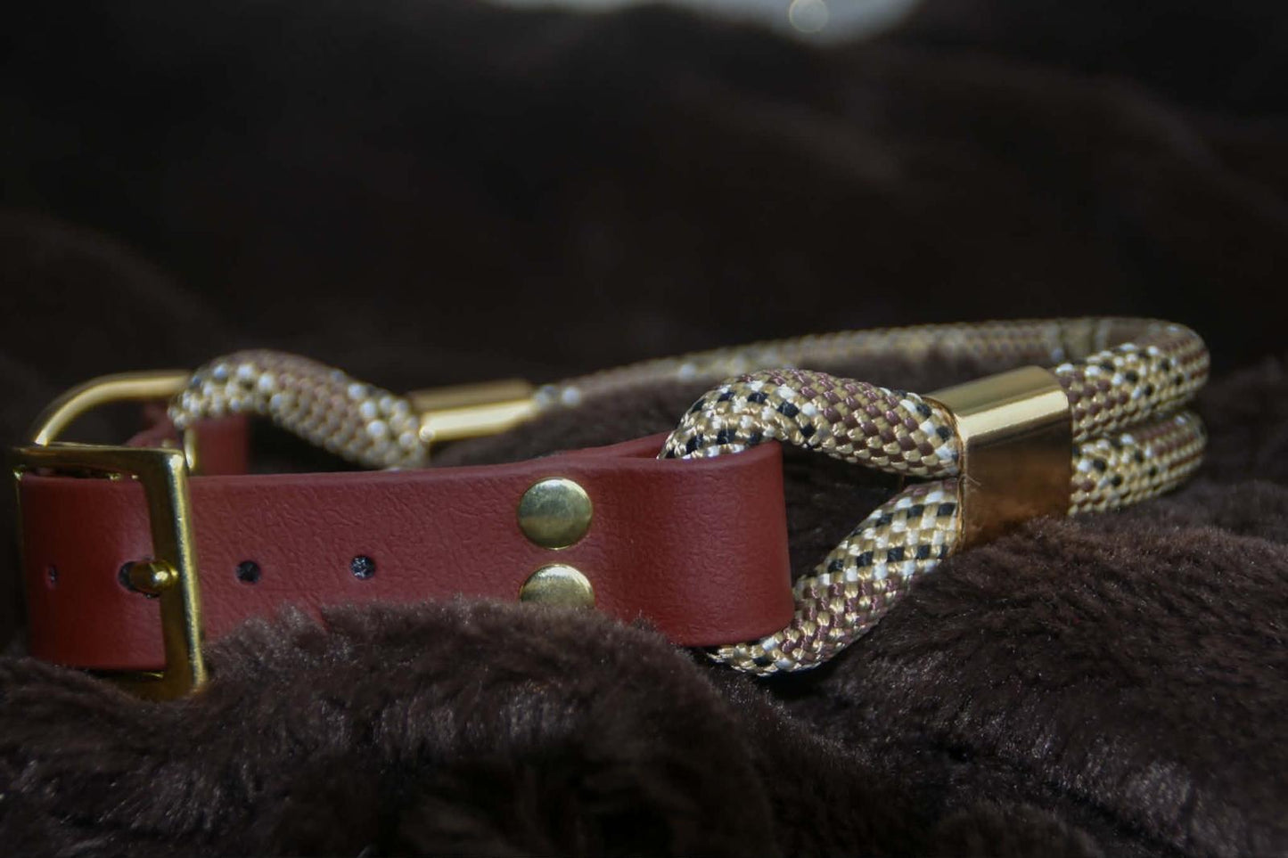 Collier Saïko : corde & biothane - Tartan