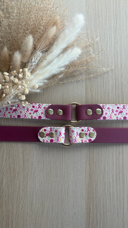 Collier en biothane - Octobre rose