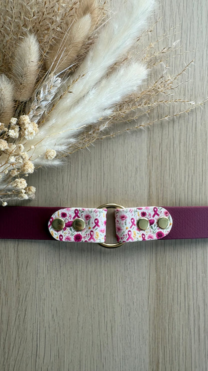 Collier en biothane - Octobre rose