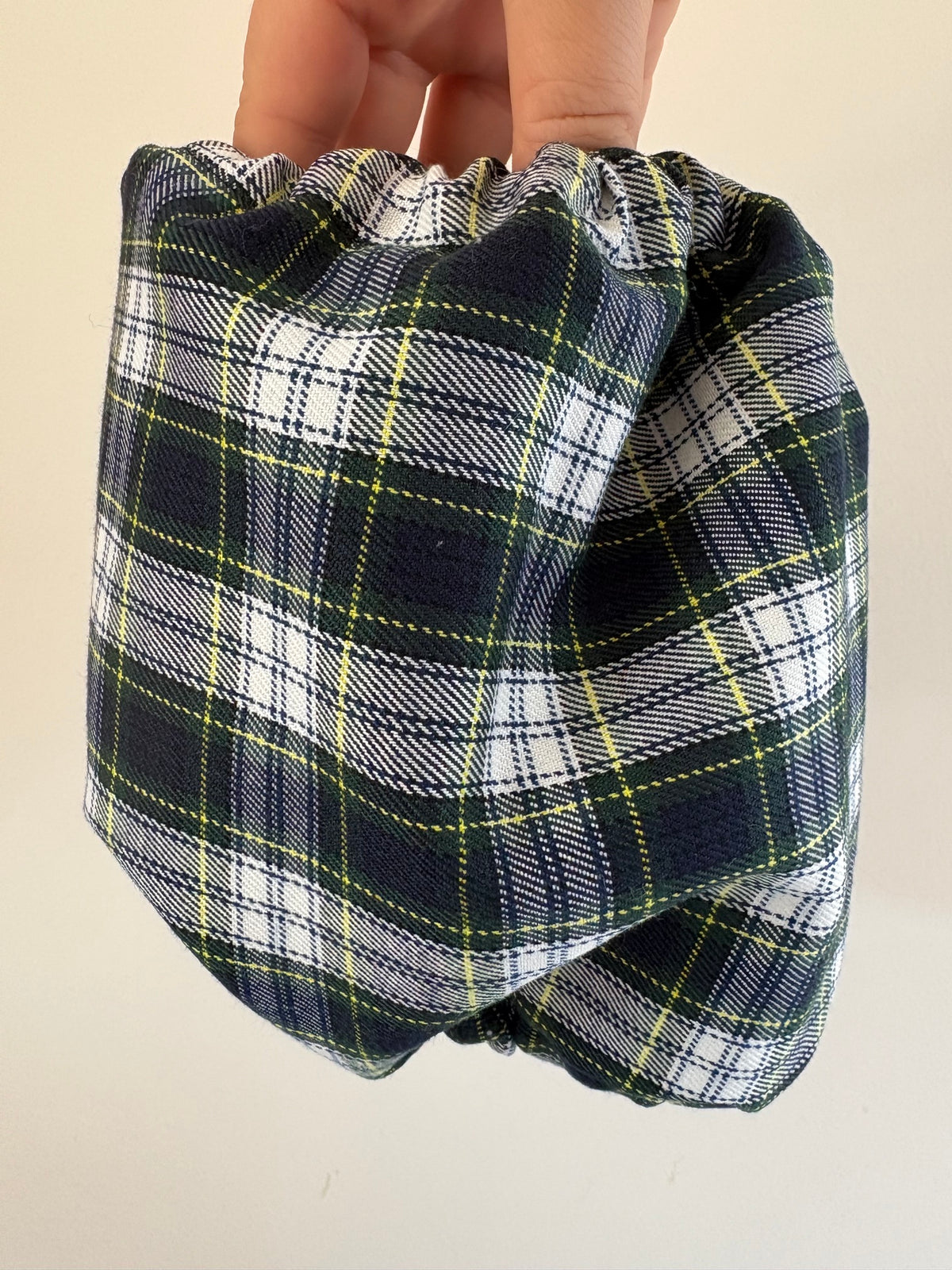 Snood en coton - Tartan bleu marine et jaune