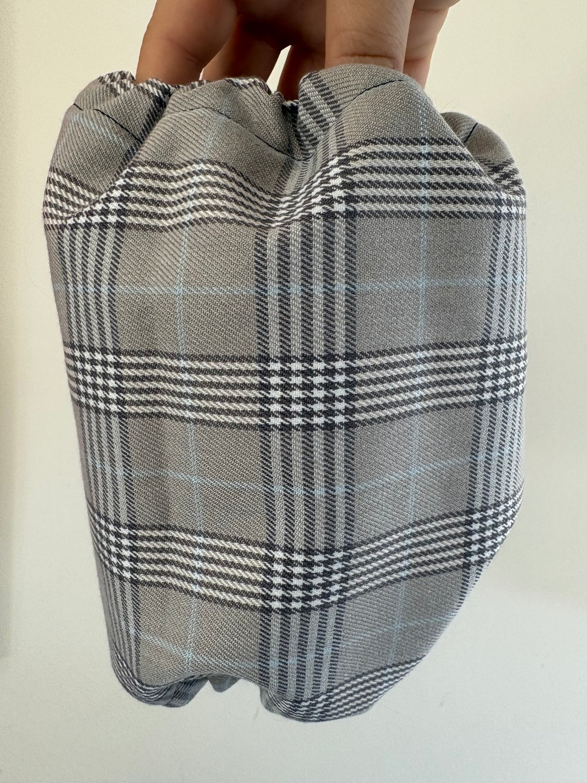 Snood en coton - Tartan gris et bleu ciel